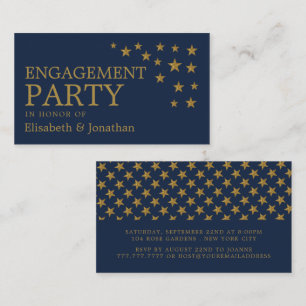 Gold Glitter Stars, Engagement Party Ticket Invite