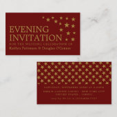 Gold Glitter Stars, Evening Event Ticket Invite (Voorkant / Achterkant)