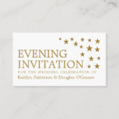 Gold Glitter Stars, Evening Event Ticket Invite (Voorkant)