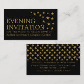 Gold Glitter Stars, Evening Event Ticket Invite (Voorkant / Achterkant)