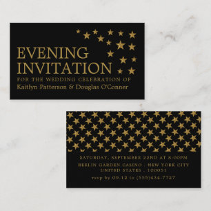 Gold Glitter Stars, Evening Event Ticket Invite