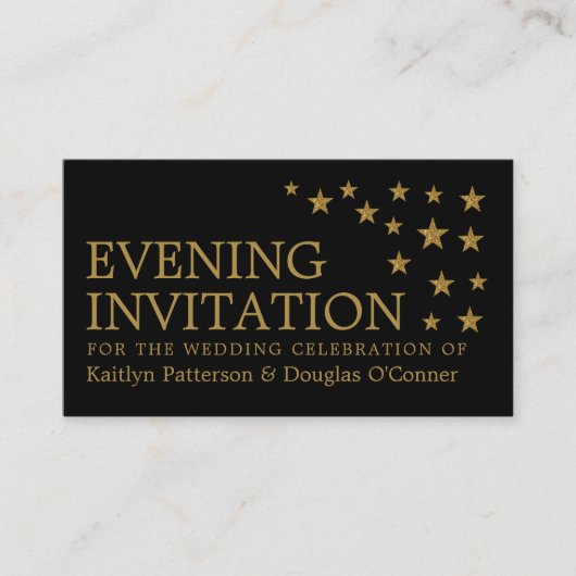 Gold Glitter Stars, Evening Event Ticket Invite (Voorkant)