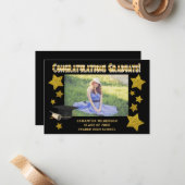 Gold Glitter Stars Gefeliciteerd Afstuderen Foto Notitiekaartje (Voorkant / Achterkant in situ)