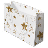 Gold Glitter Stars Groot Cadeauzakje (Achterkant Gekanteld)