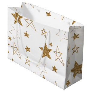 Gold Glitter Stars Groot Cadeauzakje