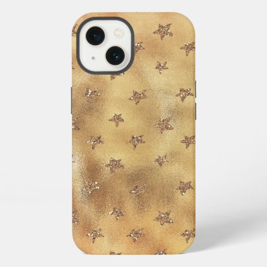 Gold Glitter Stars iPhone Hoesje (Achterkant)