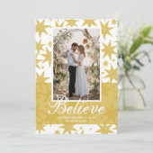 Gold Glitter Stars kerstfoto Feestdagenkaart (Staand voorkant)