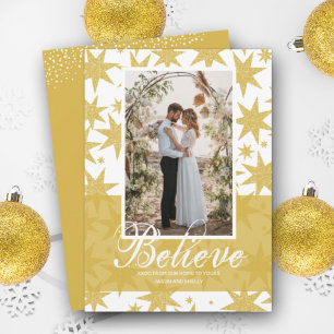 Gold Glitter Stars kerstfoto Feestdagenkaart