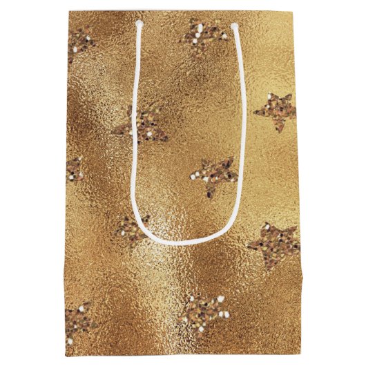 Gold Glitter Stars Medium Cadeauzakje (Achterkant)