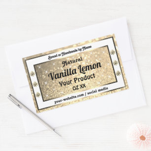 Gold Glitter Stars Mousserende juwelen Product Lab Rechthoekige Sticker