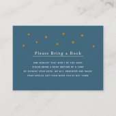 Gold Glitter Stars Navy Neem alsjeblieft een boek  Informatiekaartje (Voorkant)