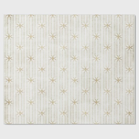 Gold Glitter Stars op Stripes Cadeaupapier (Vlak)