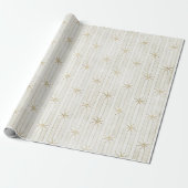 Gold Glitter Stars op Stripes Cadeaupapier (Uitgerold)