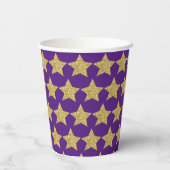 Gold Glitter Stars Paars Papieren Bekers (Achterkant)
