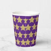 Gold Glitter Stars Paars Papieren Bekers (Rechts)