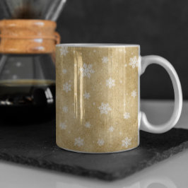 Gold Glitter Stars Snowflakes Coffee Mok
