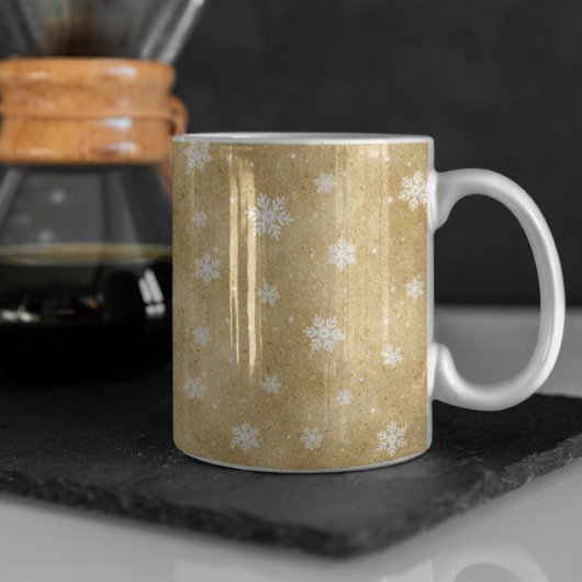 Gold Glitter Stars Snowflakes Coffee Mok
