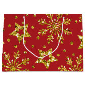 Gold Glitter Stars & Snowflakes Groot Cadeauzakje (Voorkant)