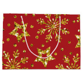 Gold Glitter Stars & Snowflakes Groot Cadeauzakje (Achterkant)