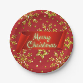 Gold Glitter Stars & Snowflakes Papieren Bordje