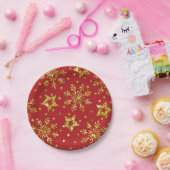Gold Glitter Stars & Snowflakes Papieren Bordje (Feest)