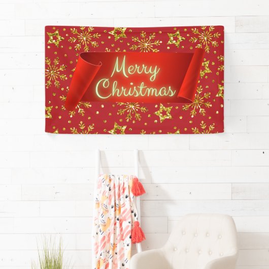 Gold Glitter Stars & Snowflakes Spandoek (Insitu)