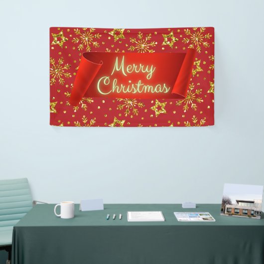 Gold Glitter Stars & Snowflakes Spandoek (Beurs)