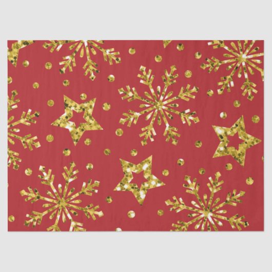 Gold Glitter Stars & Snowflakes Tissuepapier (Voorkant)