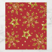 Gold Glitter Stars & Snowflakes Wijn Etiket (Enkel label)