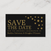 Gold Glitter Stars, sparen de Datum Kaart Visitekaartje (Voorkant)