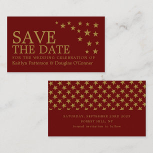 Gold Glitter Stars, sparen de Datum Kaart Visitekaartje