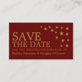 Gold Glitter Stars, sparen de Datum Kaart Visitekaartje (Voorkant)