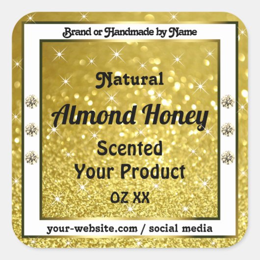 Gold Glitter Stars Sparkle Diamonds Product Labels (Voorkant)