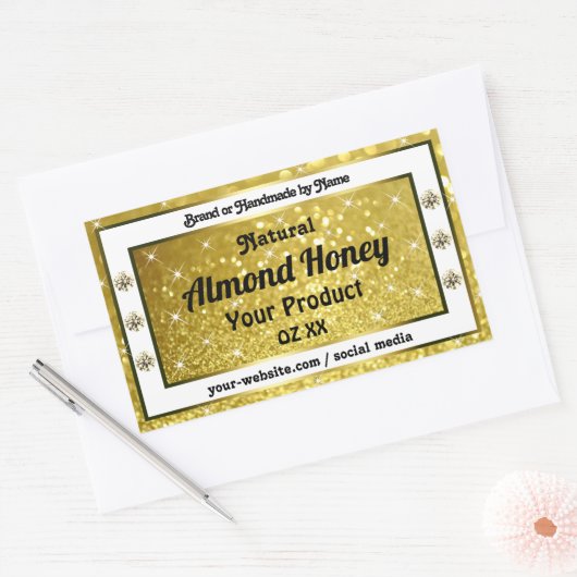 Gold Glitter Stars Sparkle Diamonds Product Labels (Envelop)