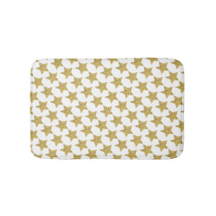 Gold Glitter Stars White Badmat