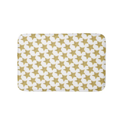 Gold Glitter Stars White Badmat (Voorkant)