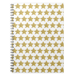 Gold Glitter Stars White Notitieboek
