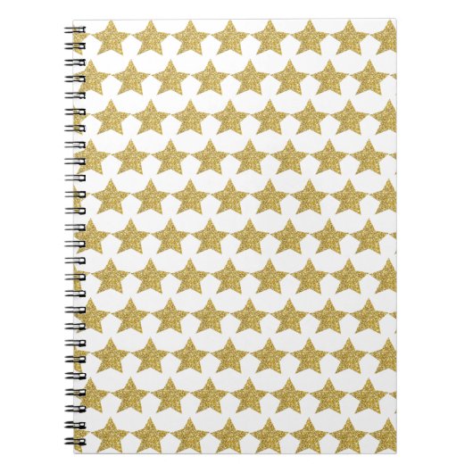 Gold Glitter Stars White Notitieboek (Voorkant)