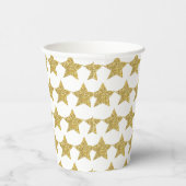 Gold Glitter Stars White Papieren Bekers (Rechts)