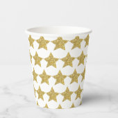 Gold Glitter Stars White Papieren Bekers (Voorkant)