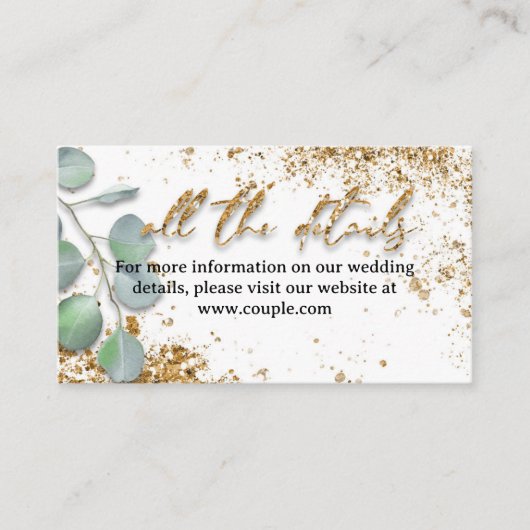 Gold glitter stijlvolle trouwkaart informatiekaartje (Voorkant)
