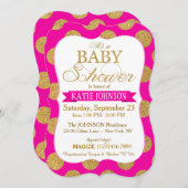 Gold Glitter Stippen Baby shower Invitation Card Kaart (Voorkant / Achterkant)