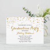 Gold Glitter Stippen Graduation Party Invitation Kaart (Staand voorkant)