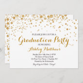 Gold Glitter Stippen Graduation Party Invitation Kaart (Voorkant / Achterkant)