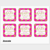 Gold Glitter Stippen Hot Pink Baby shower Label (Vel)