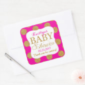 Gold Glitter Stippen Hot Pink Baby shower Label (Envelop)