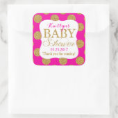 Gold Glitter Stippen Hot Pink Baby shower Label (Tas)