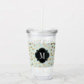 Gold Glitter-Stippen op Mint Monogrammen Acryl Drinkbeker (Voorkant)