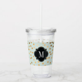 Gold Glitter-Stippen op Mint Monogrammen Acryl Drinkbeker