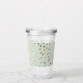 Gold Glitter-Stippen op Mint Monogrammen Acryl Drinkbeker (Achterkant)